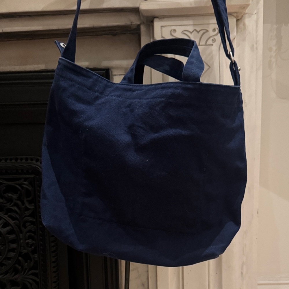 Navy Blue Canvas Shoulder Bag